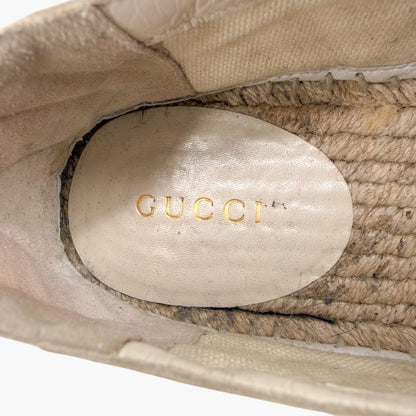 Gucci Pilar White Leather GG Platform Espadrilles Size 37