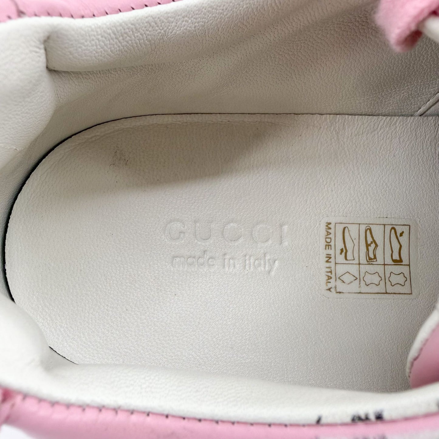 Gucci Rhyton Mystic Cat Sneakers in Pink Leather Size 38.5