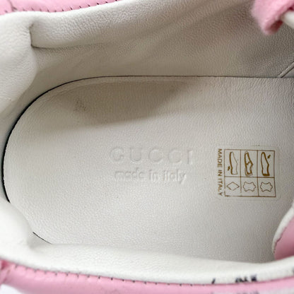 Gucci Rhyton Mystic Cat Sneakers in Pink Leather Size 38.5