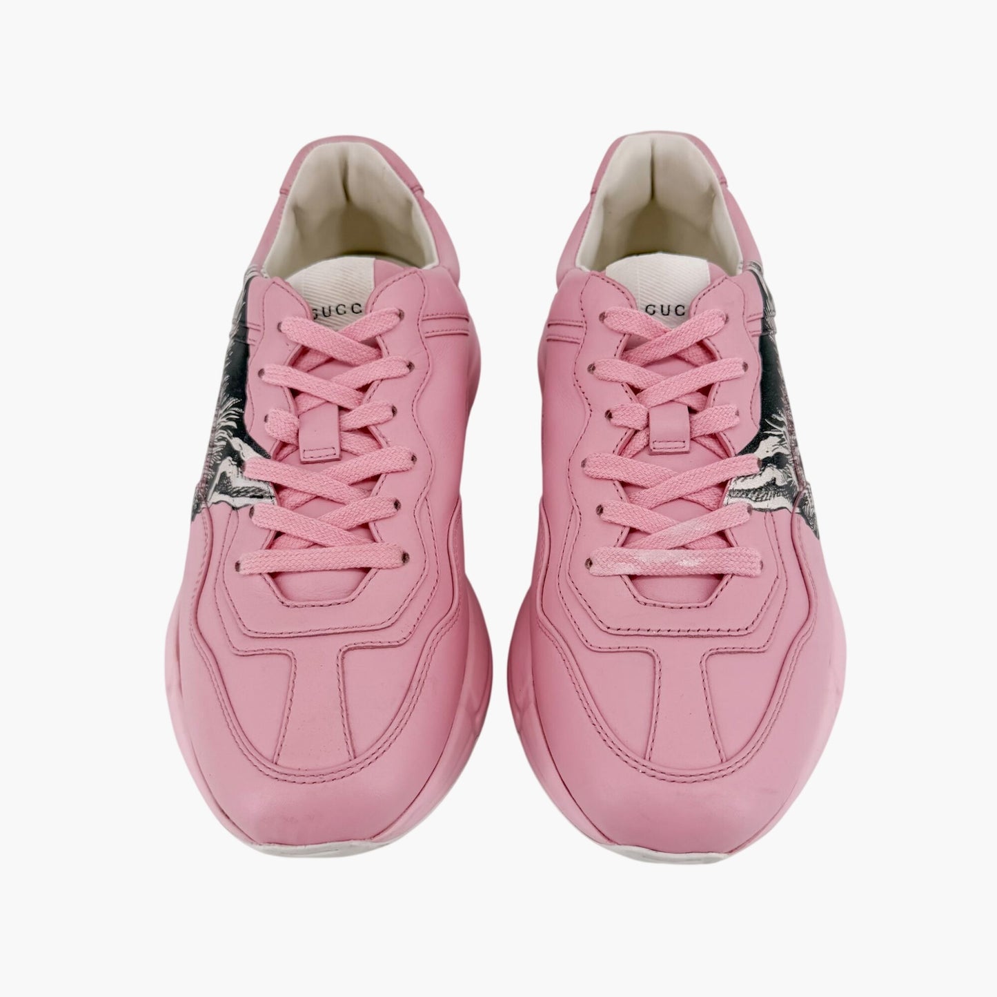 Gucci Rhyton Mystic Cat Sneakers in Pink Leather Size 38.5