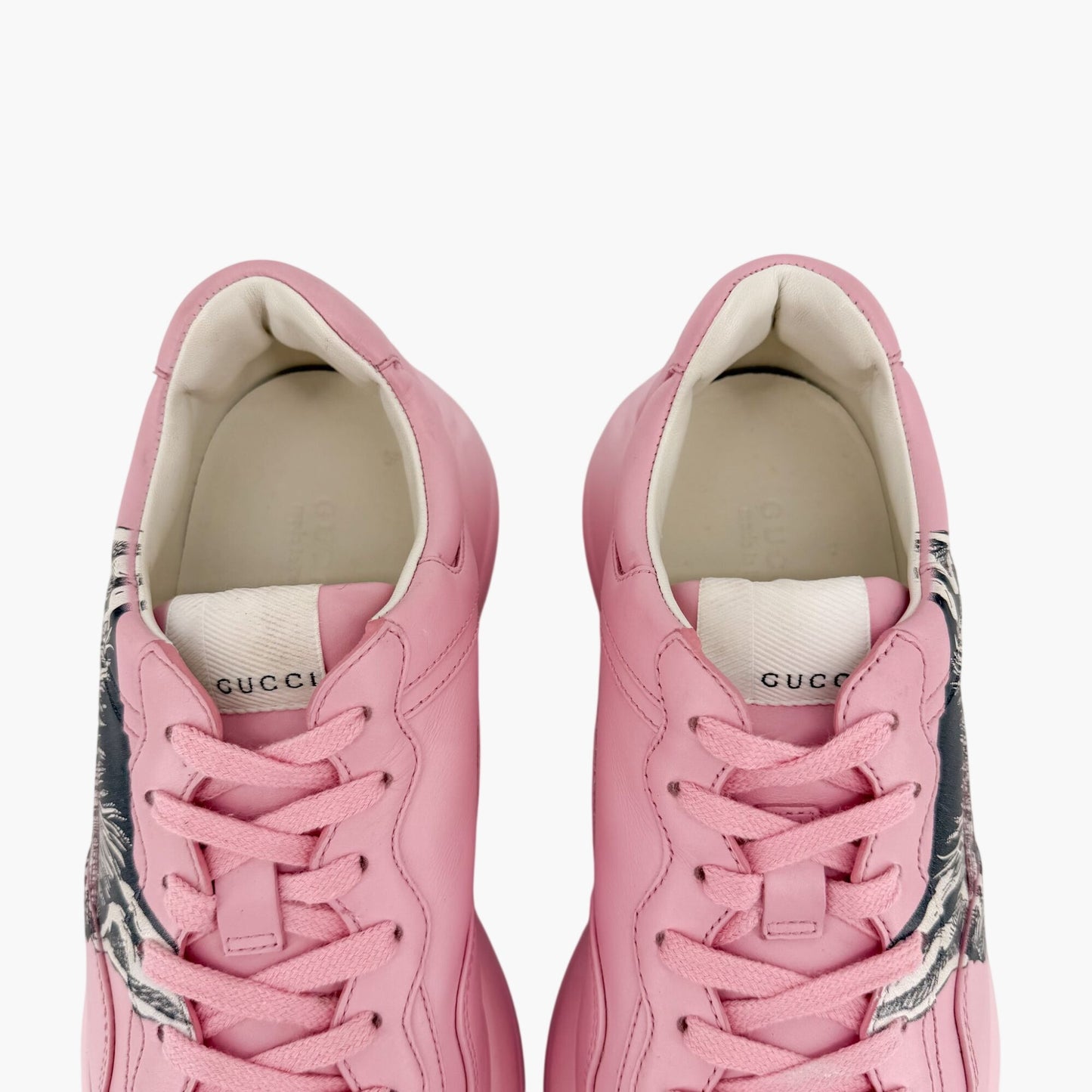 Gucci Rhyton Mystic Cat Sneakers in Pink Leather Size 38.5