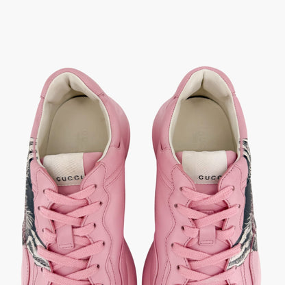 Gucci Rhyton Mystic Cat Sneakers in Pink Leather Size 38.5