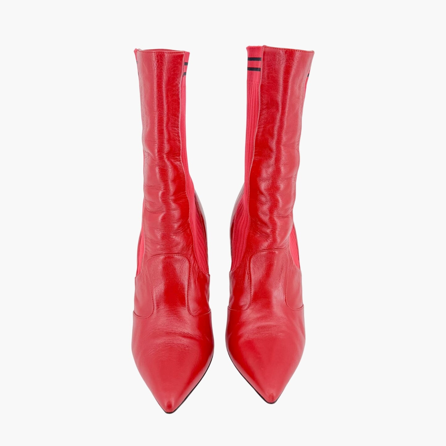 Fendi Stretch Sock Boot in Red Leather Size 39