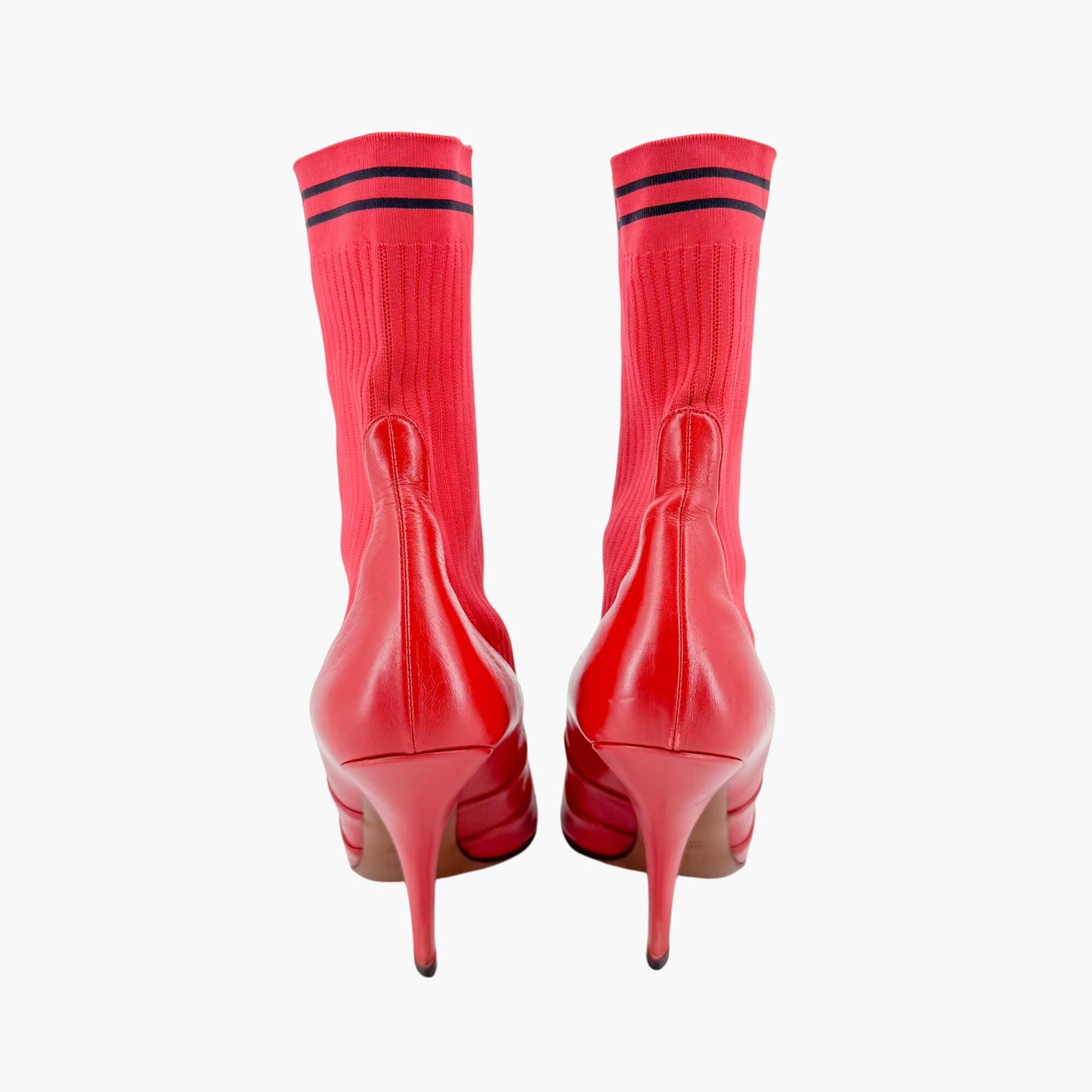 Fendi Stretch Sock Boot in Red Leather Size 39