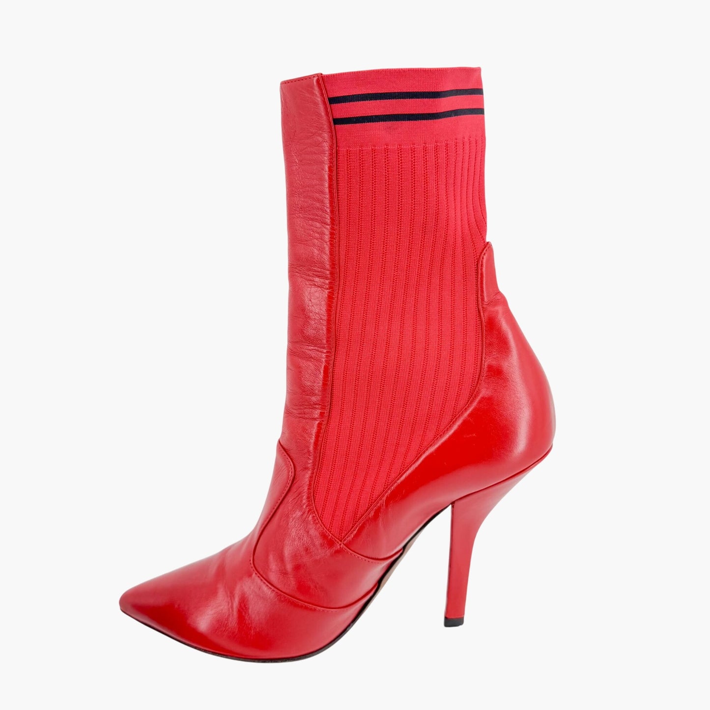 Fendi Stretch Sock Boot in Red Leather Size 39