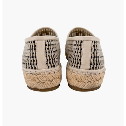 Chanel CC Cap Toe Woven Espadrilles Beige Size 37
