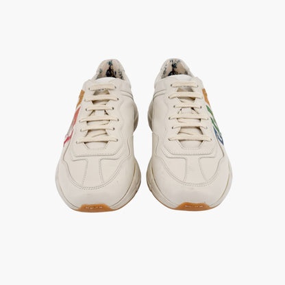 Gucci Rhyton Rainbow Glitter Sneakers in Beige Leather Size 38.5