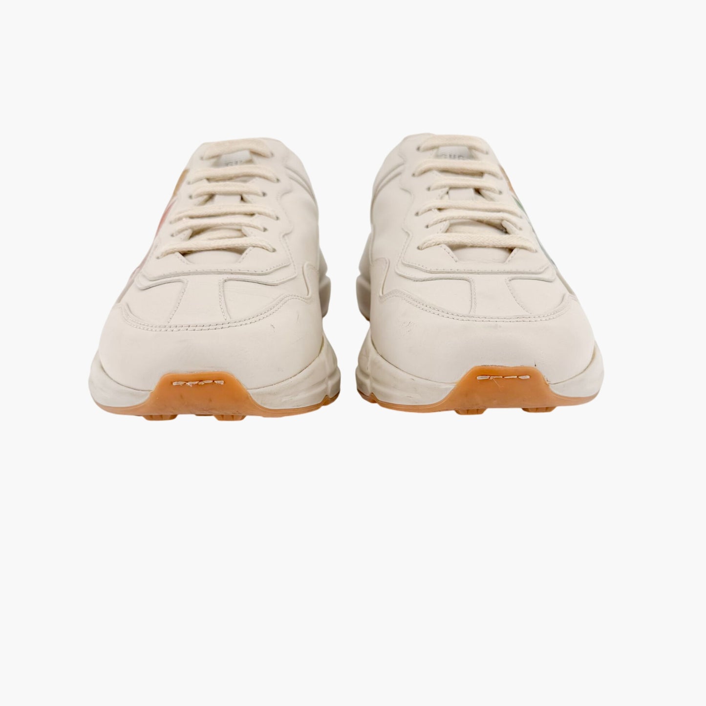 Gucci Rhyton Rainbow Glitter Sneakers in Beige Leather Size 38.5