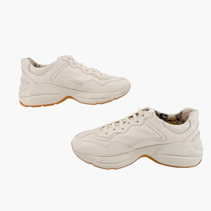 Gucci Rhyton Rainbow Glitter Sneakers in Beige Leather Size 38.5