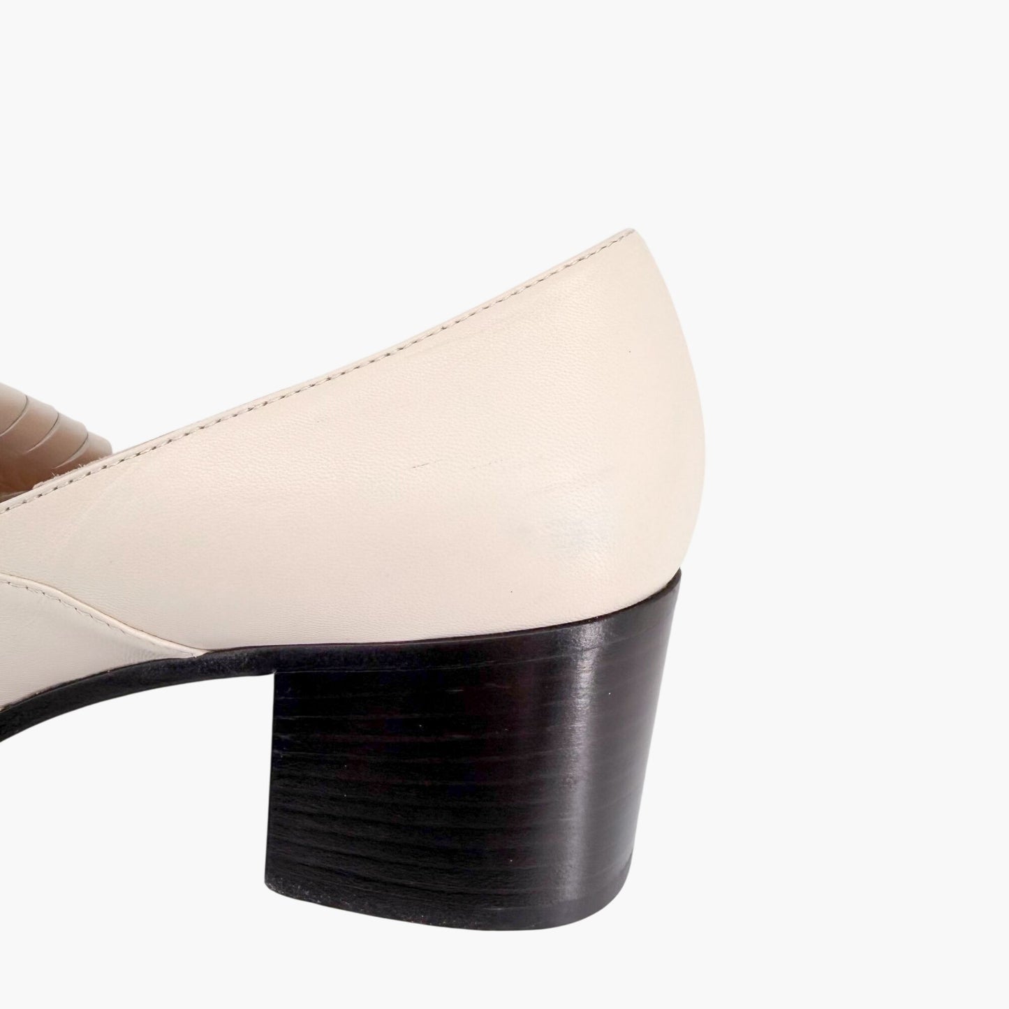 Gucci Horsebit Fringe Loafer Pumps White Leather Size 38