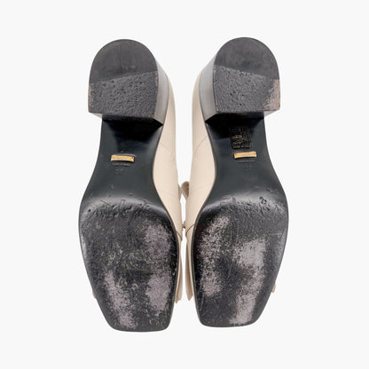 Gucci Horsebit Fringe Loafer Pumps White Leather Size 38