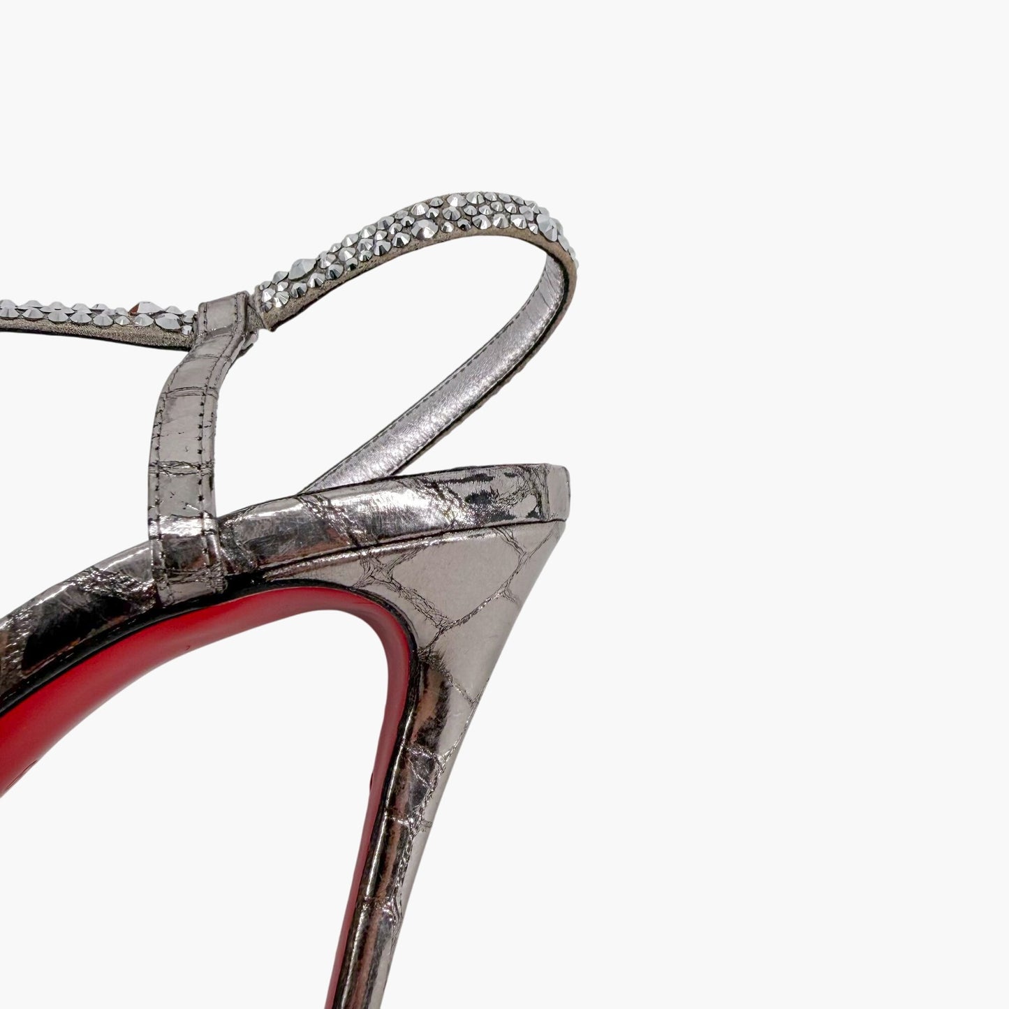 Christian Louboutin Rosalie Strass 100 Silver Heels Size 39