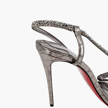 Christian Louboutin Rosalie Strass 100 Silver Heels Size 39