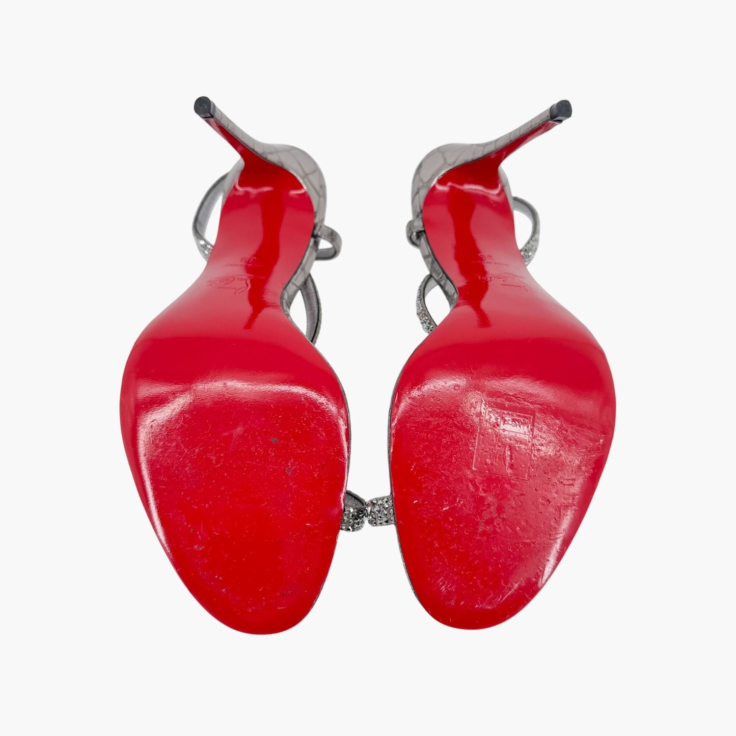 Christian Louboutin Rosalie Strass 100 Silver Heels Size 39