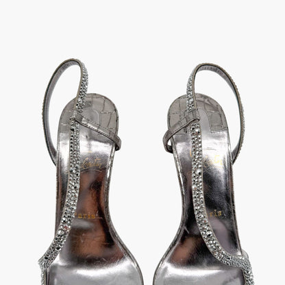 Christian Louboutin Rosalie Strass 100 Silver Heels Size 39