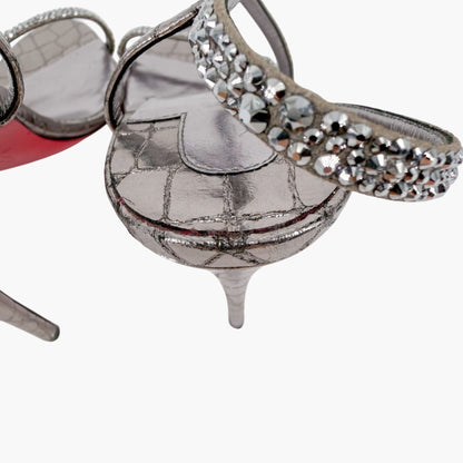Christian Louboutin Rosalie Strass 100 Silver Heels Size 39