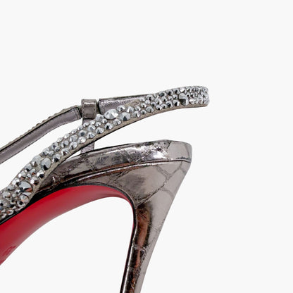 Christian Louboutin Rosalie Strass 100 Silver Heels Size 39