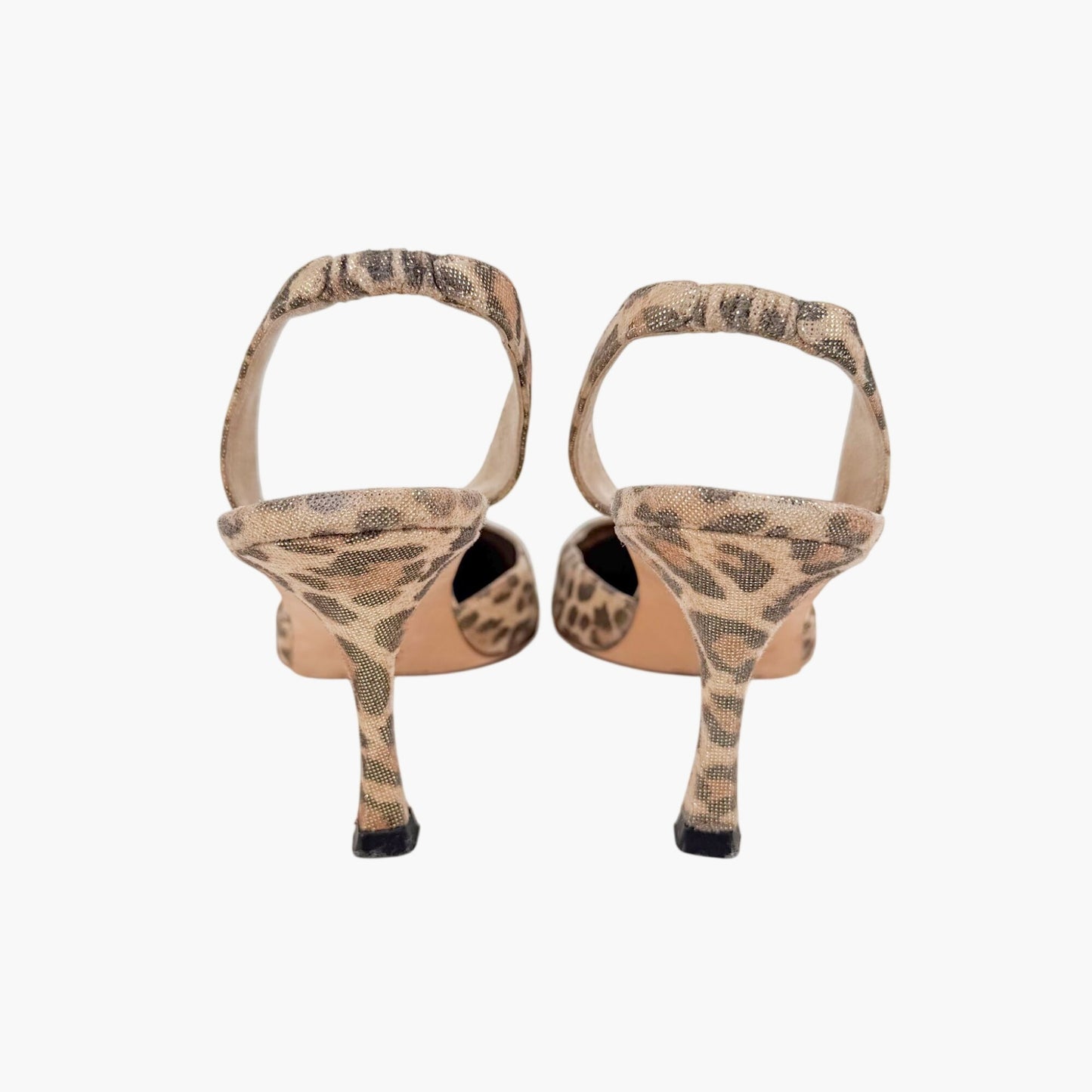 Manolo Blahnik Carolyn 70 Slingback Pumps Beige Leopard Size 38.5