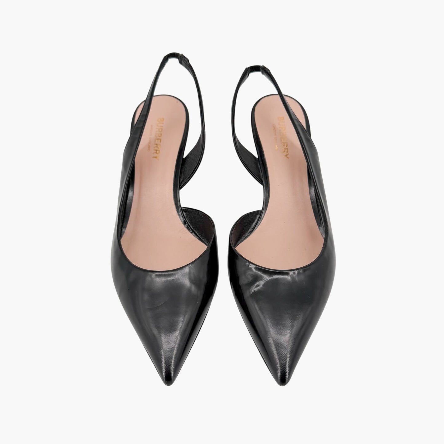 Burberry Leticia d’Orsay Slingback Pumps Black Leather Size 38