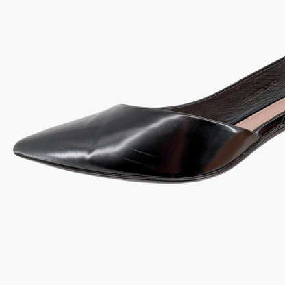 Burberry Leticia d’Orsay Slingback Pumps Black Leather Size 38