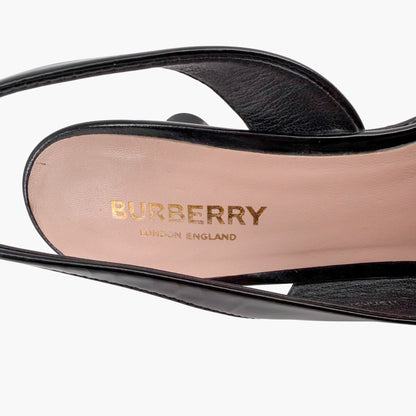 Burberry Leticia d’Orsay Slingback Pumps Black Leather Size 38