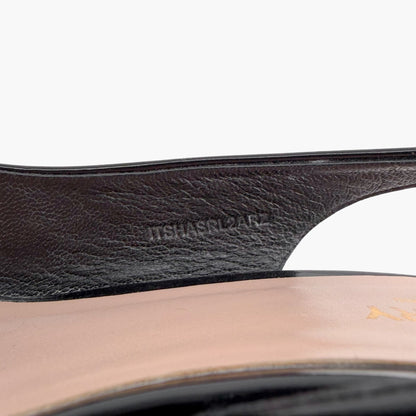 Burberry Leticia d’Orsay Slingback Pumps Black Leather Size 38