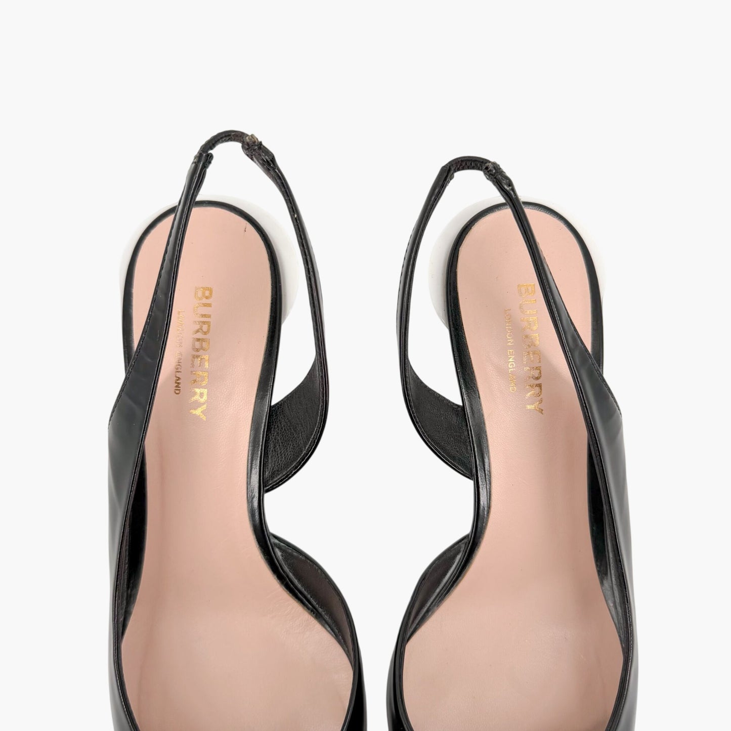 Burberry Leticia d’Orsay Slingback Pumps Black Leather Size 38