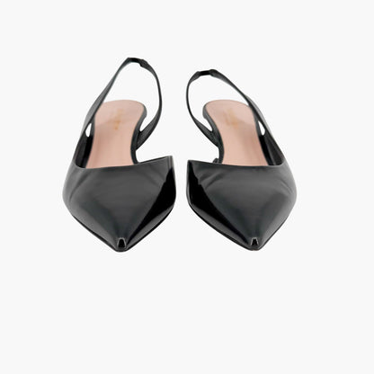 Burberry Leticia d’Orsay Slingback Pumps Black Leather Size 38