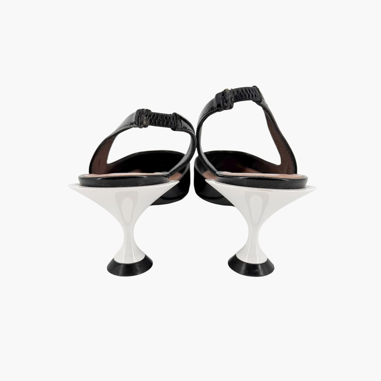 Burberry Leticia d’Orsay Slingback Pumps Black Leather Size 38