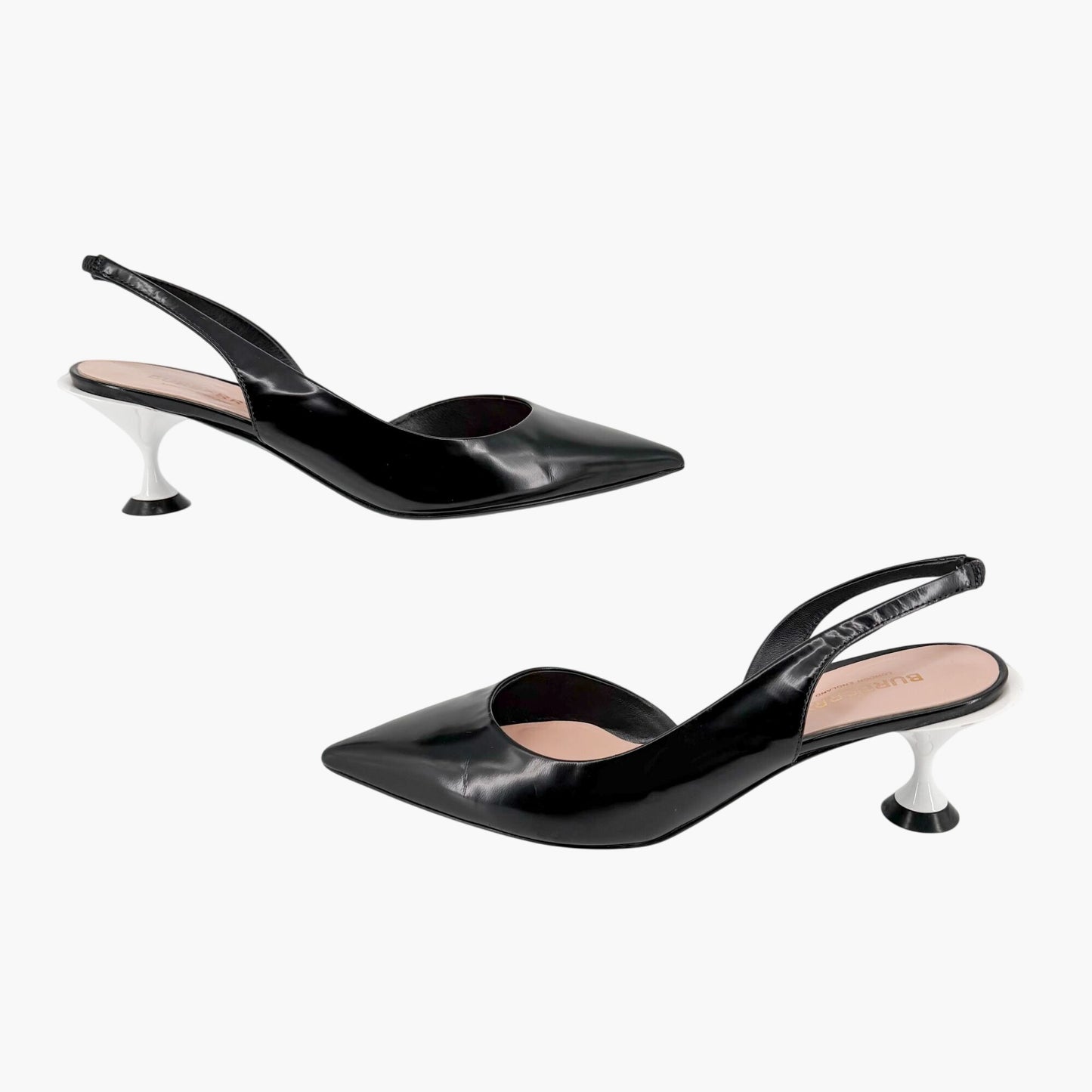 Burberry Leticia d’Orsay Slingback Pumps Black Leather Size 38