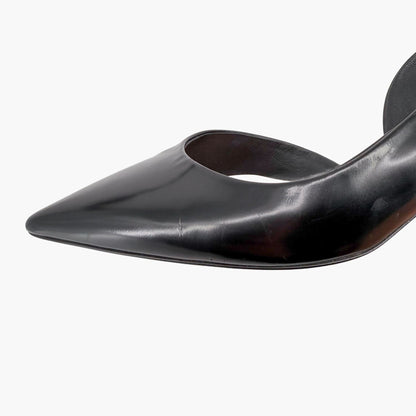 Burberry Leticia d’Orsay Slingback Pumps Black Leather Size 38