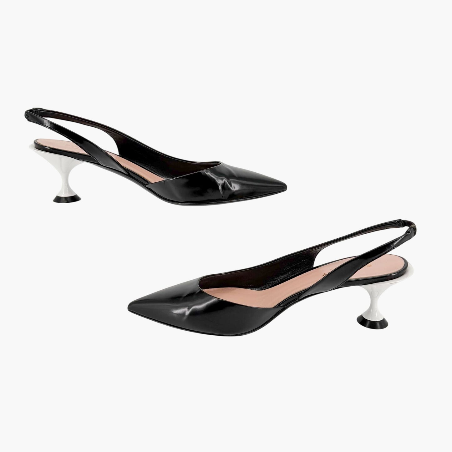 Burberry Leticia d’Orsay Slingback Pumps Black Leather Size 38