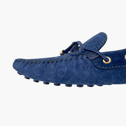 Louis Vuitton Gloria Loafers Blue Suede Size 40
