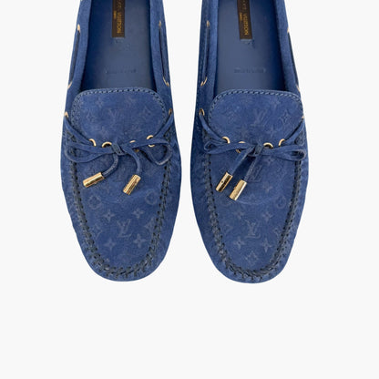 Louis Vuitton Gloria Loafers Blue Suede Size 40
