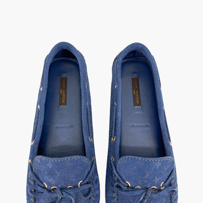 Louis Vuitton Gloria Loafers Blue Suede Size 40