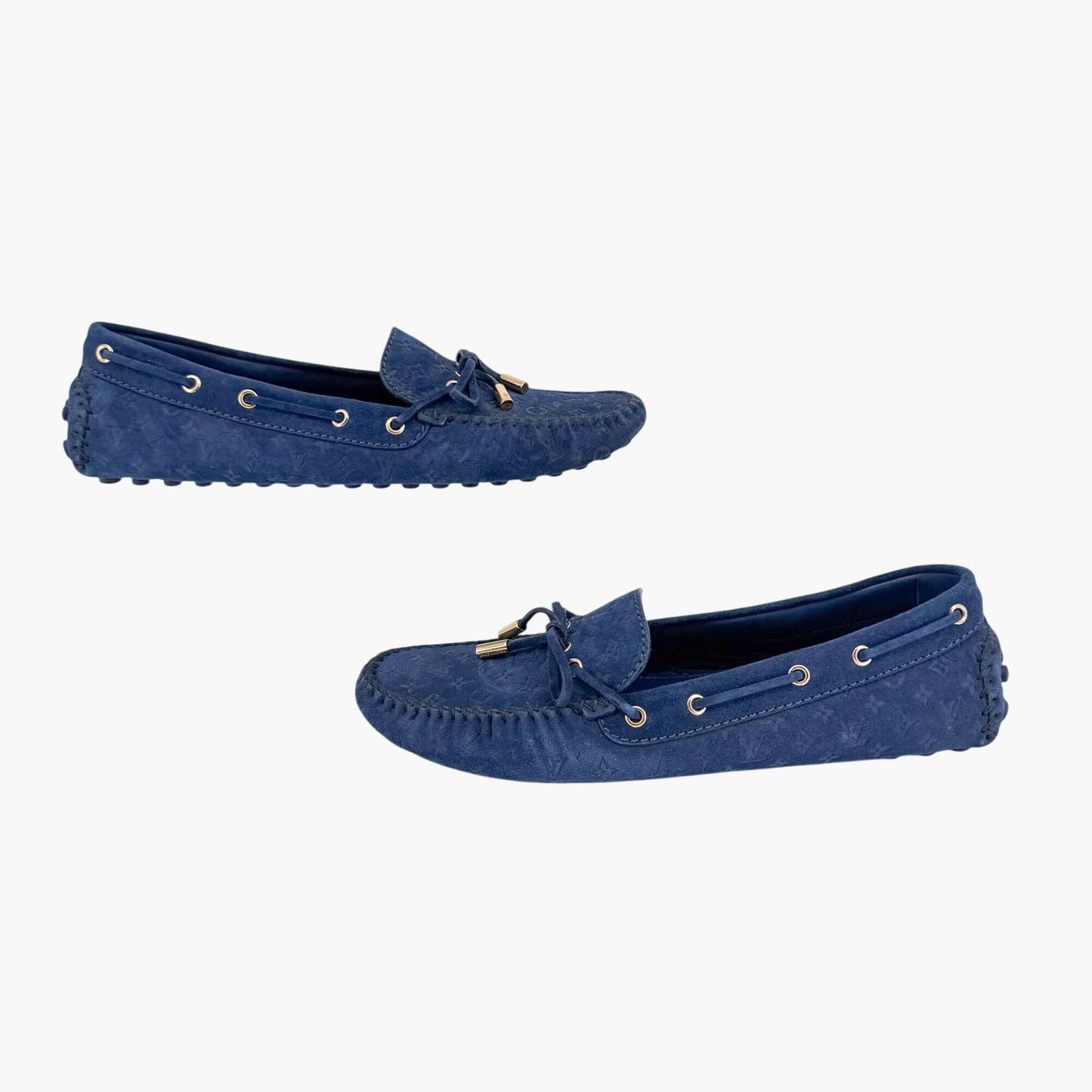 Louis Vuitton Gloria Loafers Blue Suede Size 40