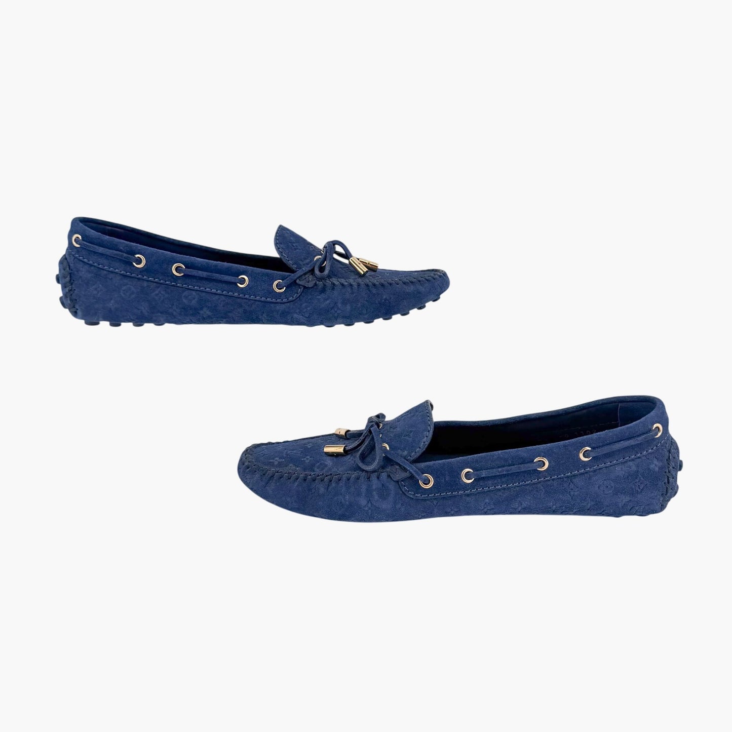 Louis Vuitton Gloria Loafers Blue Suede Size 40