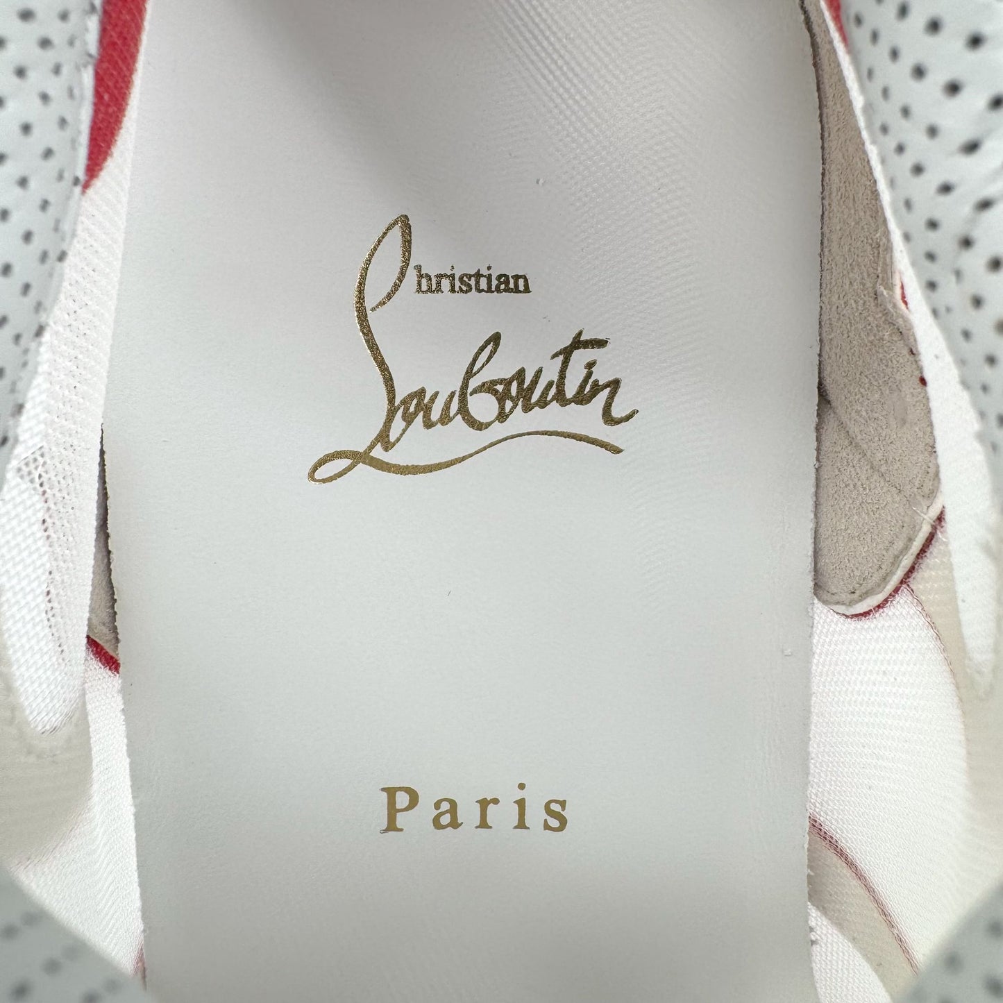 Christian Louboutin Sharkina Mesh & Patent Leather Sneakers White/Red – Size 40