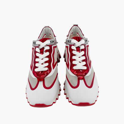 Christian Louboutin Sharkina Mesh & Patent Leather Sneakers White/Red – Size 40