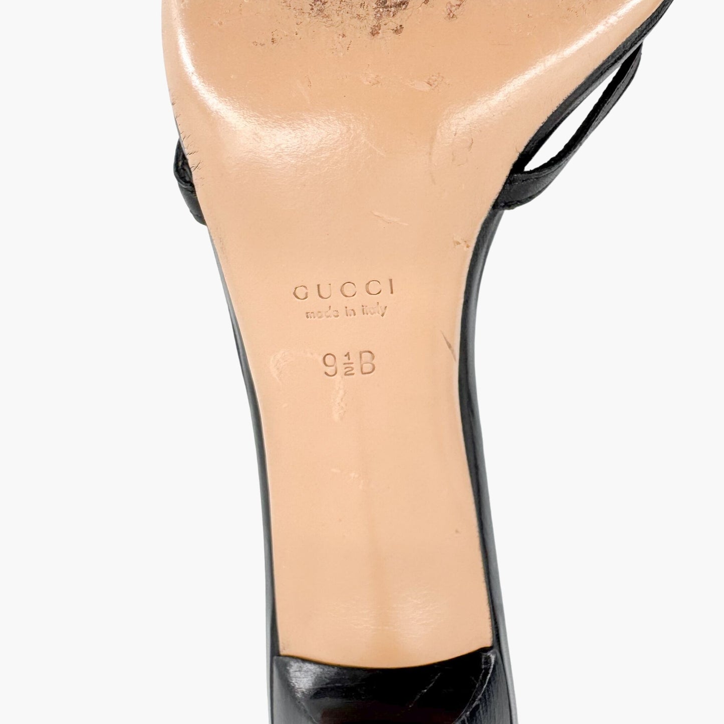 Gucci Strappy GG Mule Sandals in Black Leather Size 9.5