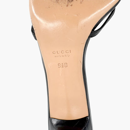 Gucci Strappy GG Mule Sandals in Black Leather Size 9.5