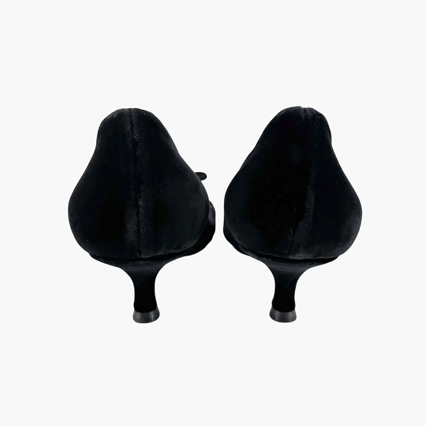 Prada Pointed Toe Bow Kitten Pumps in Black Velvet Size 37