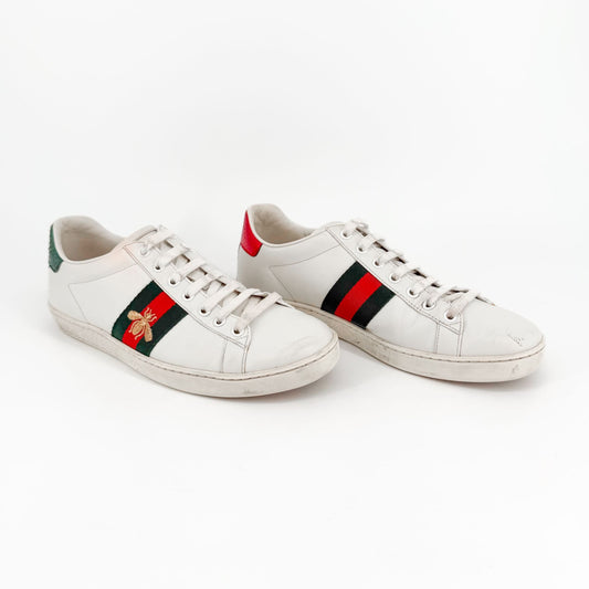 Gucci Ace Bee Embroidered Sneakers White Size 39