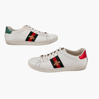 Gucci Ace Bee Embroidered Sneakers White Size 39