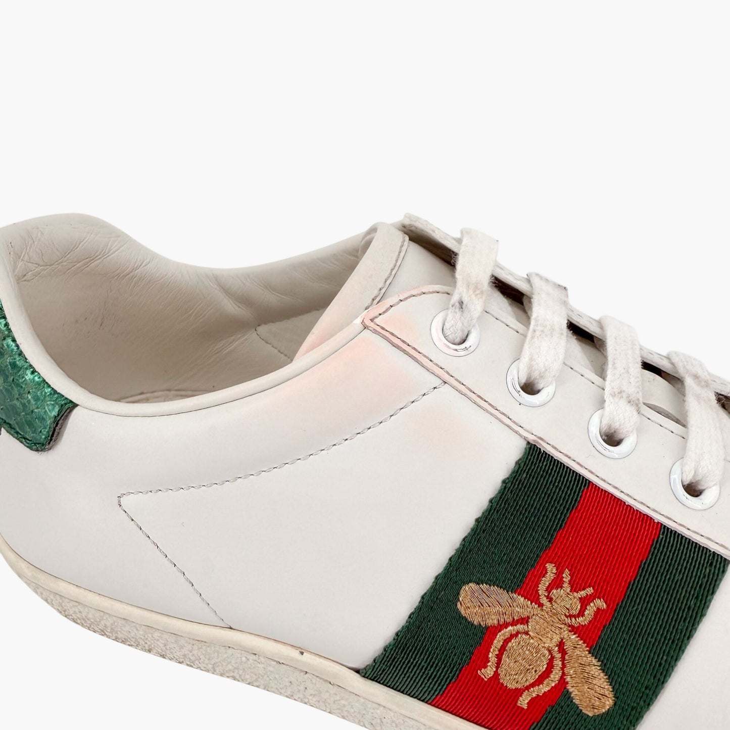 Gucci Ace Bee Embroidered Sneakers White Size 39