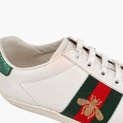 Gucci Ace Bee Embroidered Sneakers White Size 39