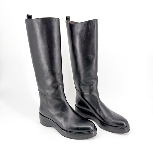 The Row Motorbike Tall Boots Black Leather Size 40.5