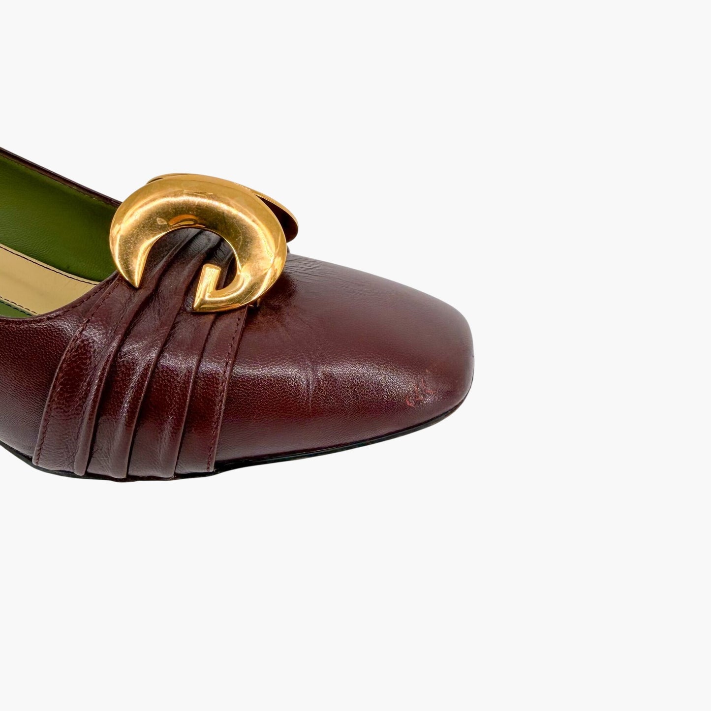 Gucci Usagi Half Moon Pumps Burgundy Leather Size 40