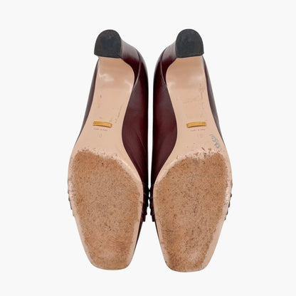 Gucci Usagi Half Moon Pumps Burgundy Leather Size 40
