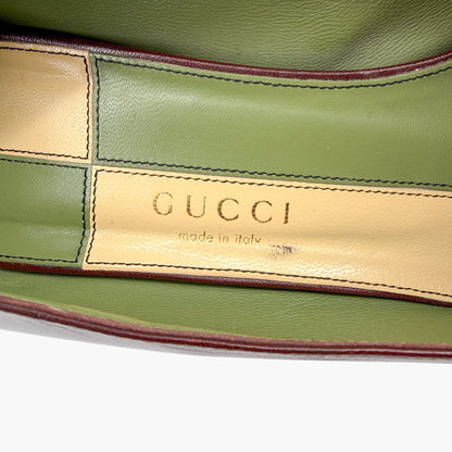 Gucci Usagi Half Moon Pumps Burgundy Leather Size 40